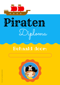 Piratenspeurtocht en piraten diploma, gratis te downloaden via creatief lifestyle blog Badschuim