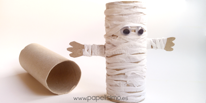 Knutselen Halloween - wc rolletjes mummy I te vinden op het creatief lifestyle blog Badschuim