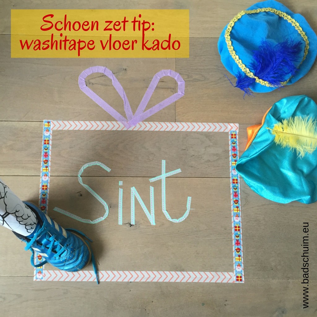 Schoen zet tip washitape vloer kado I DIY stappenplan I gemaakt door creatief lifestyle blog www.badschuim.eu