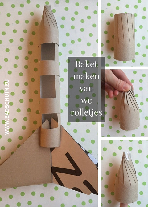 raket van wc rolletjes - DIY stappenplan