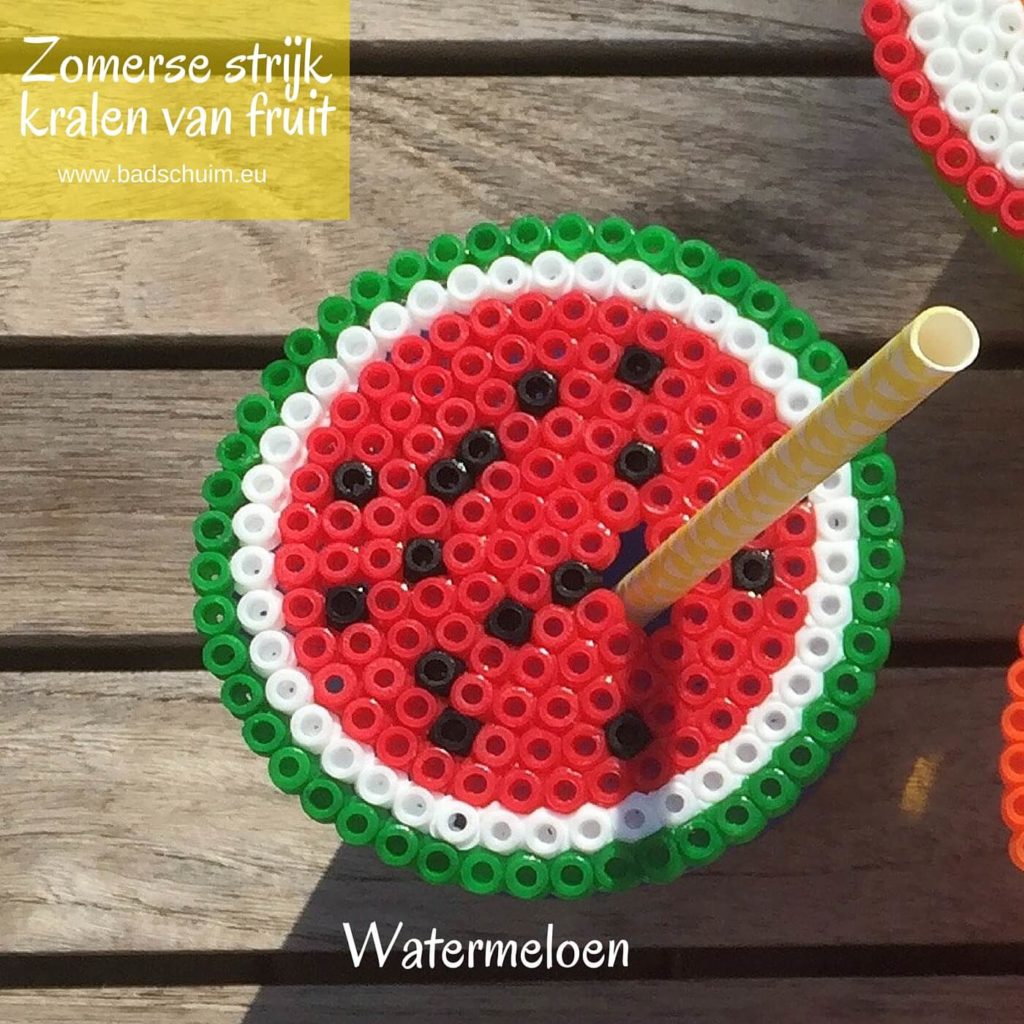 Strijkkralen fruit, watermeloen, strijkkralen patroon,