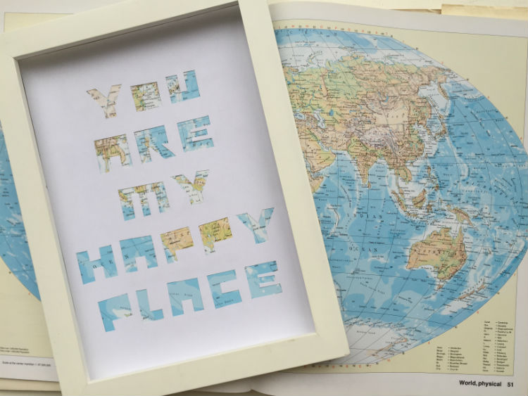 DIY quote met landkaart - ook leuk als Valentijn DIY